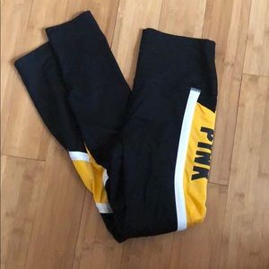PINK black and yellow high rise leggings